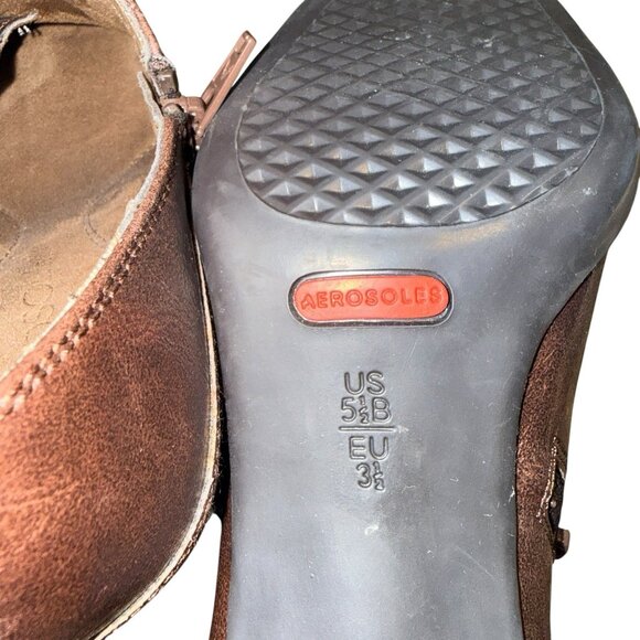 Aerosoles Boots Women 5.5 Cingle File Ankle Bootie Brown Faux Leather Square Toe - Picture 5 of 5